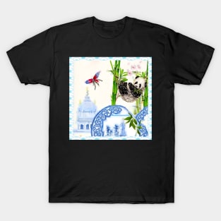 Panda and chinoiserie plates T-Shirt